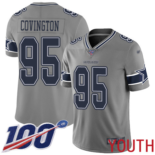 Youth Dallas Cowboys Limited Gray Christian Covington #95 100th Season Inverted Legend NFL Jersey